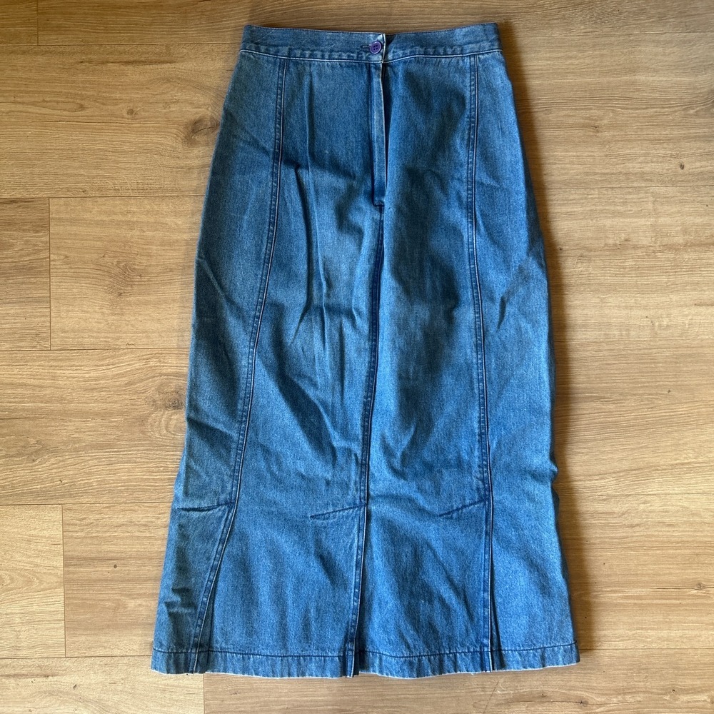 Vintage Jay Jacobs Denim Maxi Blue‎ Cotton High Waist 90s Skirt